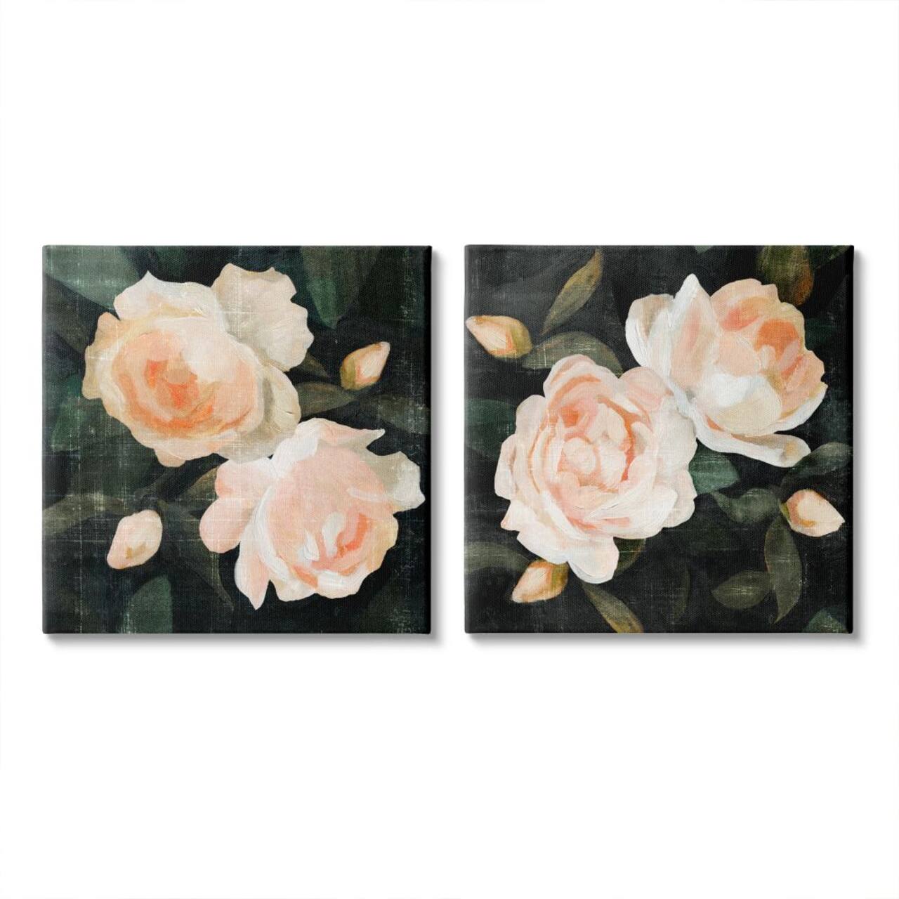 Stupell Industries Country Rose Garden Pink Green Nature Flower PaintingCanvas Wall Art
